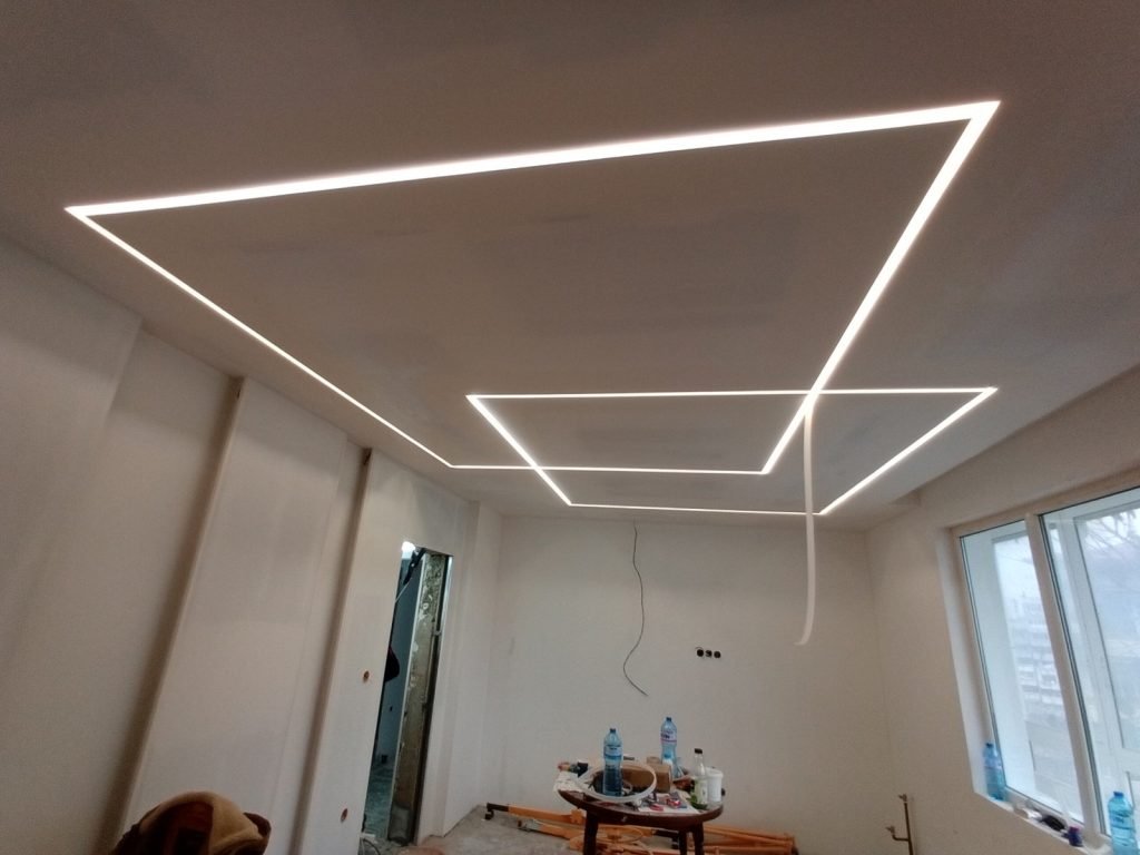 Окачен таван от гипсокартон с LED осветление - AURUM Варна